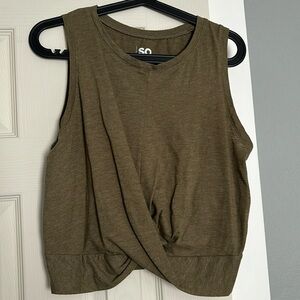 Women’s SO Olive Green Workout Crop Tank Top ~ Size XL